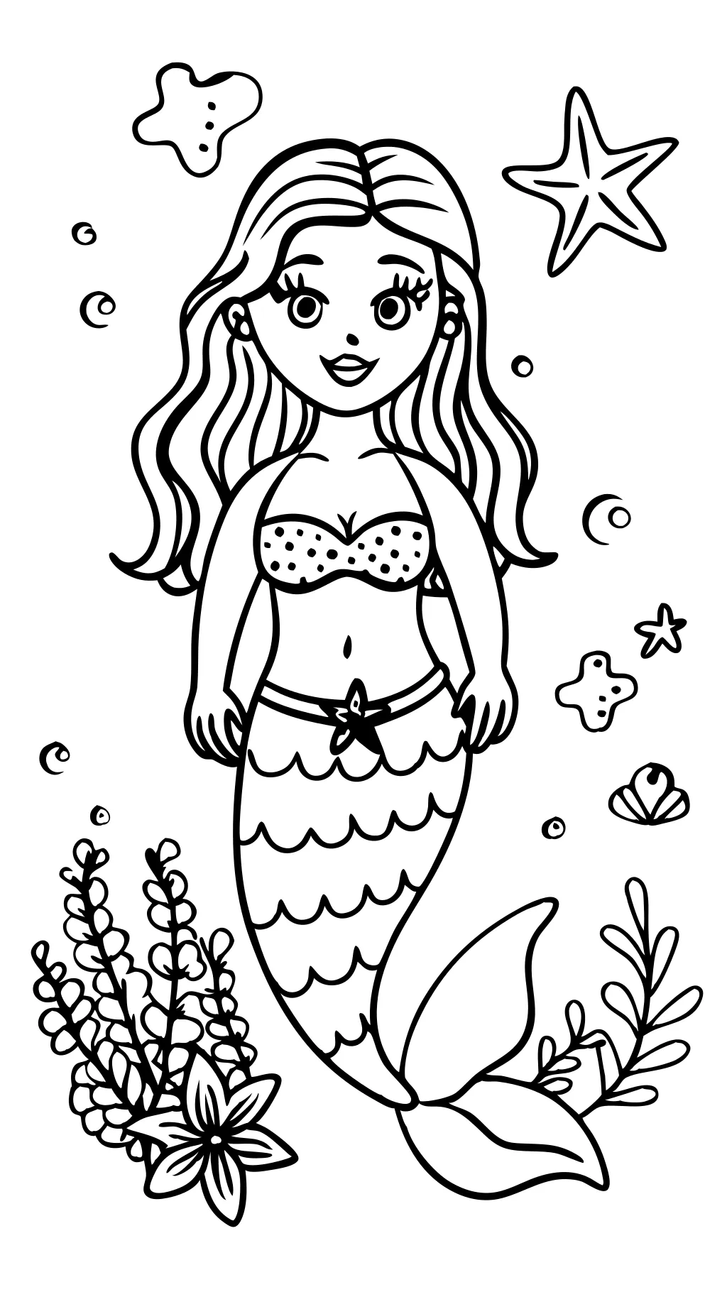 mermaid princess coloring page